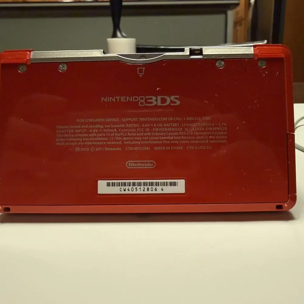 Red Nintendo 3DS Bundle (Charging Cable, charge dock, stylus and 2GB SD card)